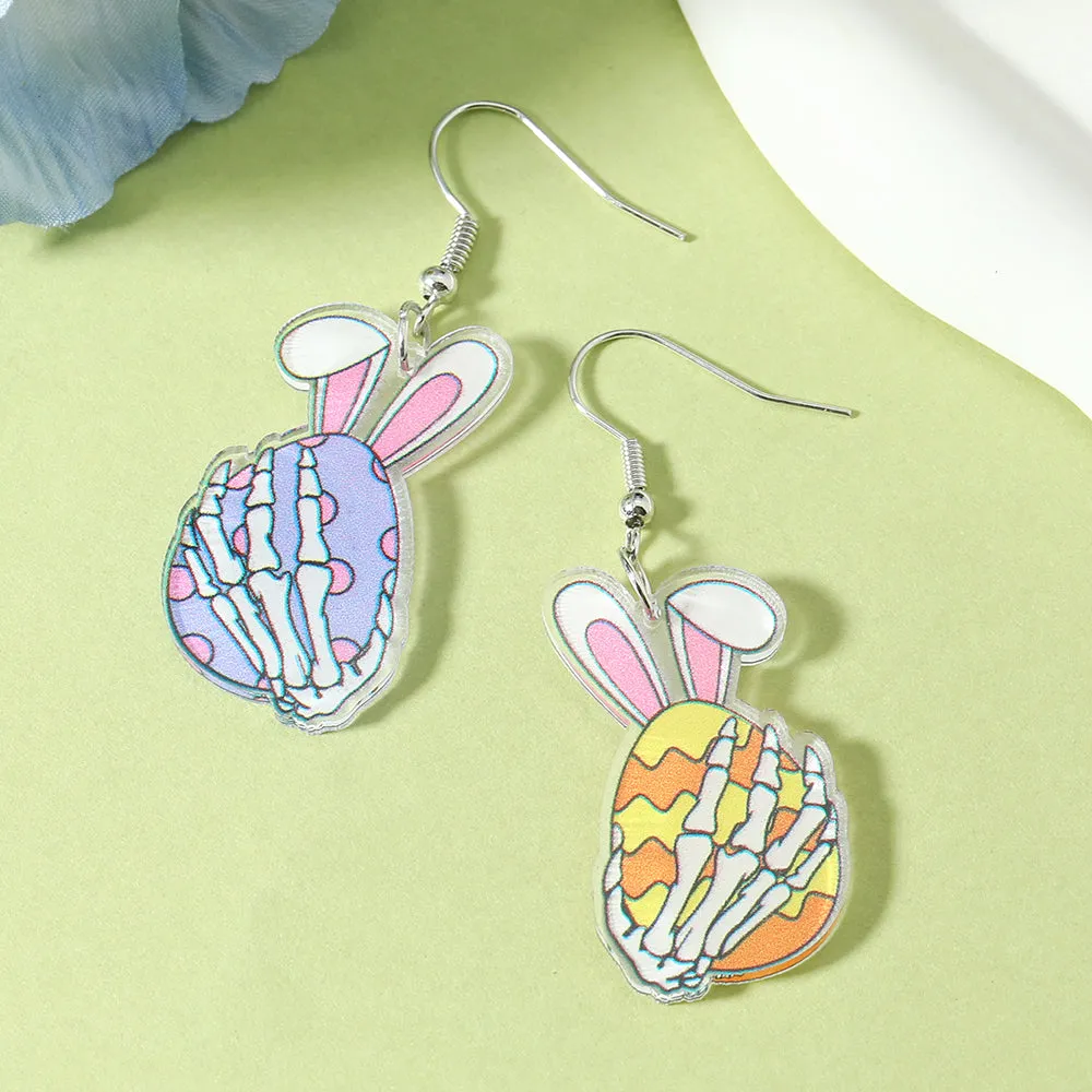 1 Pair Cute Vacation Bridal Animal Letter Tassel Arylic Silver Plated Drop Earrings