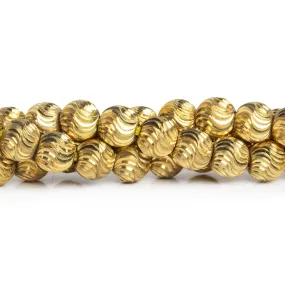 10mm Brass Rounds Shiny with Curved Grooves 8 inch 21 beads