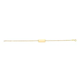 14k Yellow Gold Rectangular ID Bar Fancy Bracelet, 7"