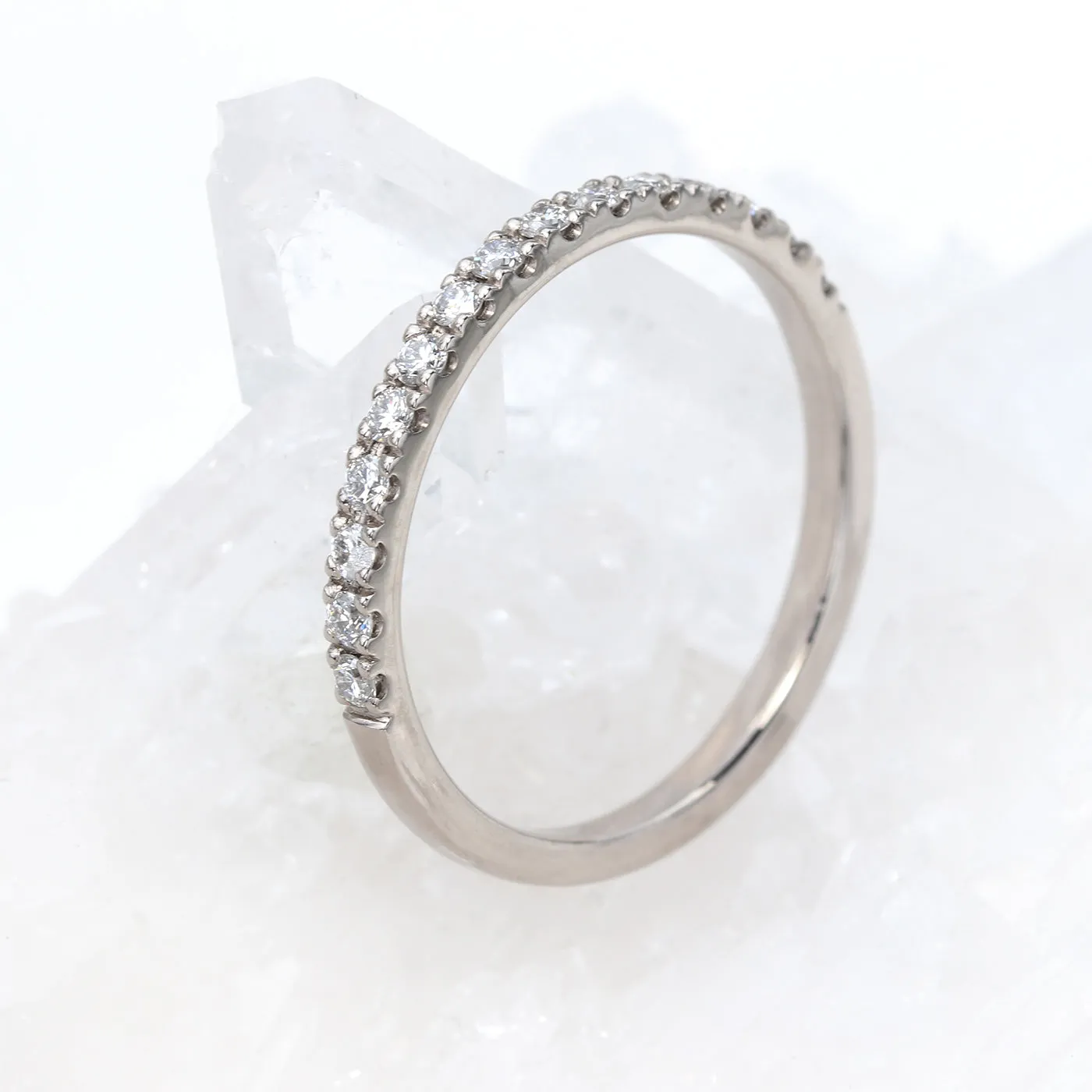 18ct White Gold 15 Pavé Diamond Wedding Ring