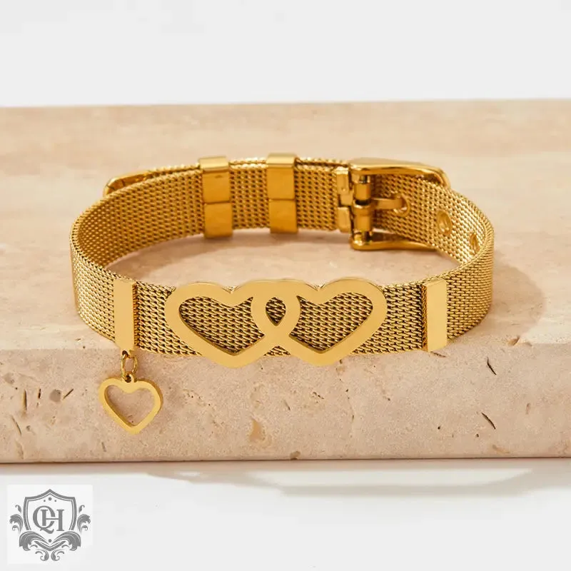 18K Gold Heart Strap Love Bracelet