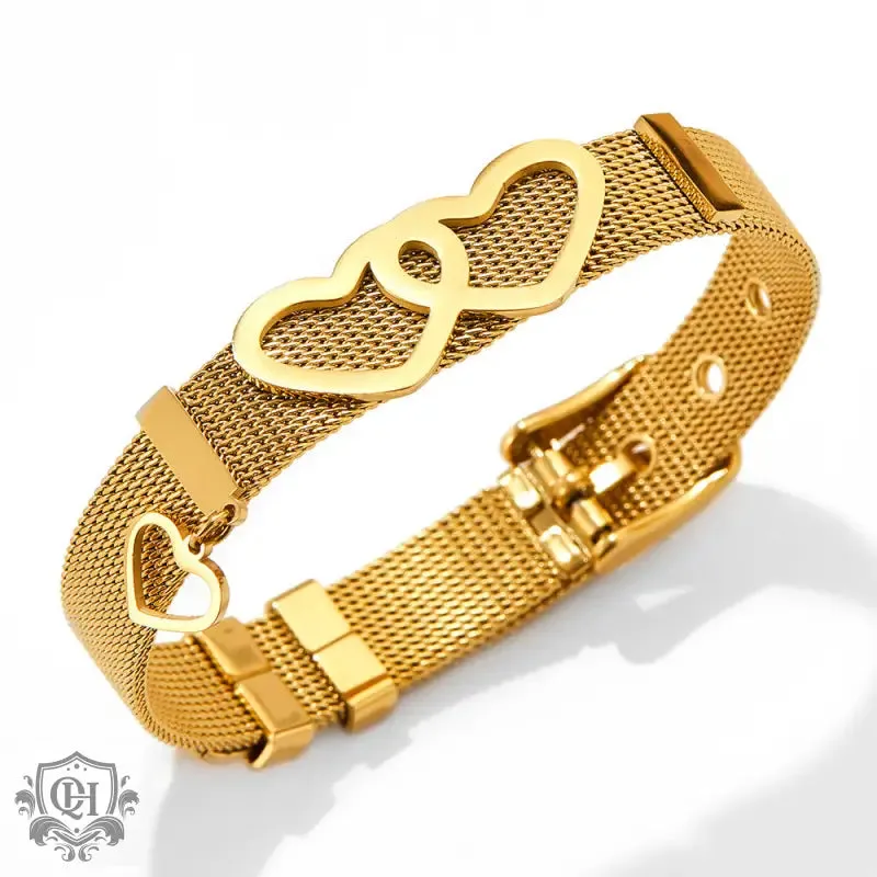 18K Gold Heart Strap Love Bracelet
