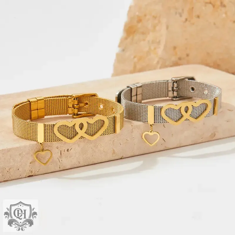 18K Gold Heart Strap Love Bracelet