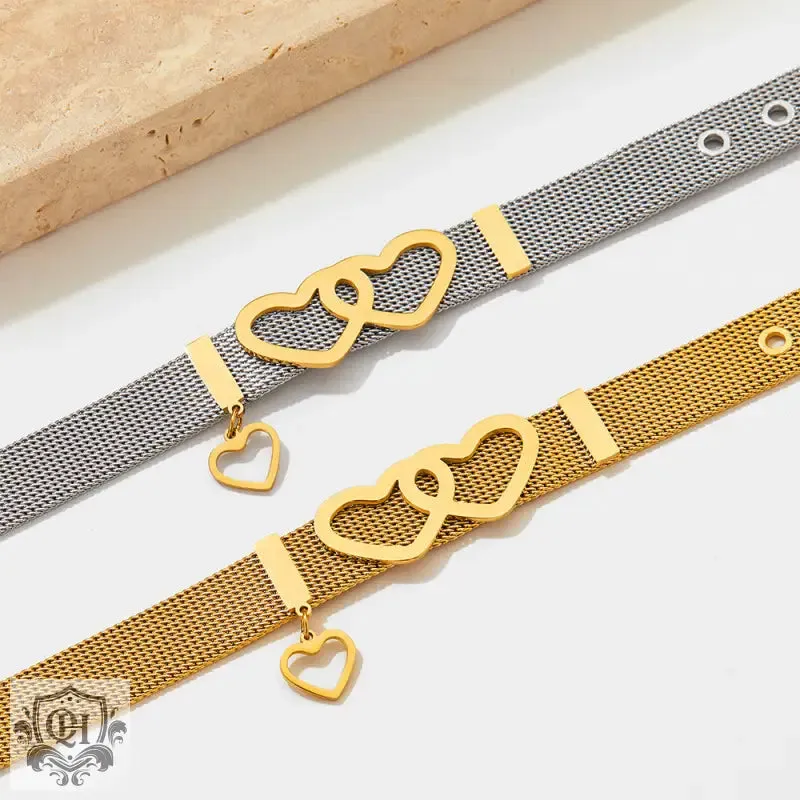 18K Gold Heart Strap Love Bracelet