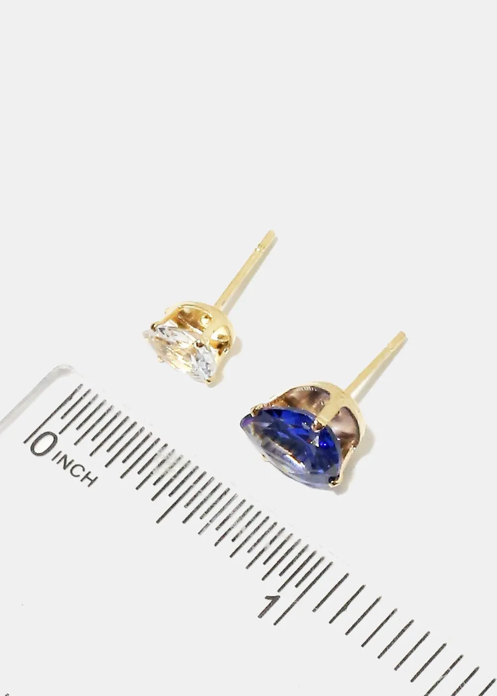 2-Pair Teardrop Gemstone Earrings