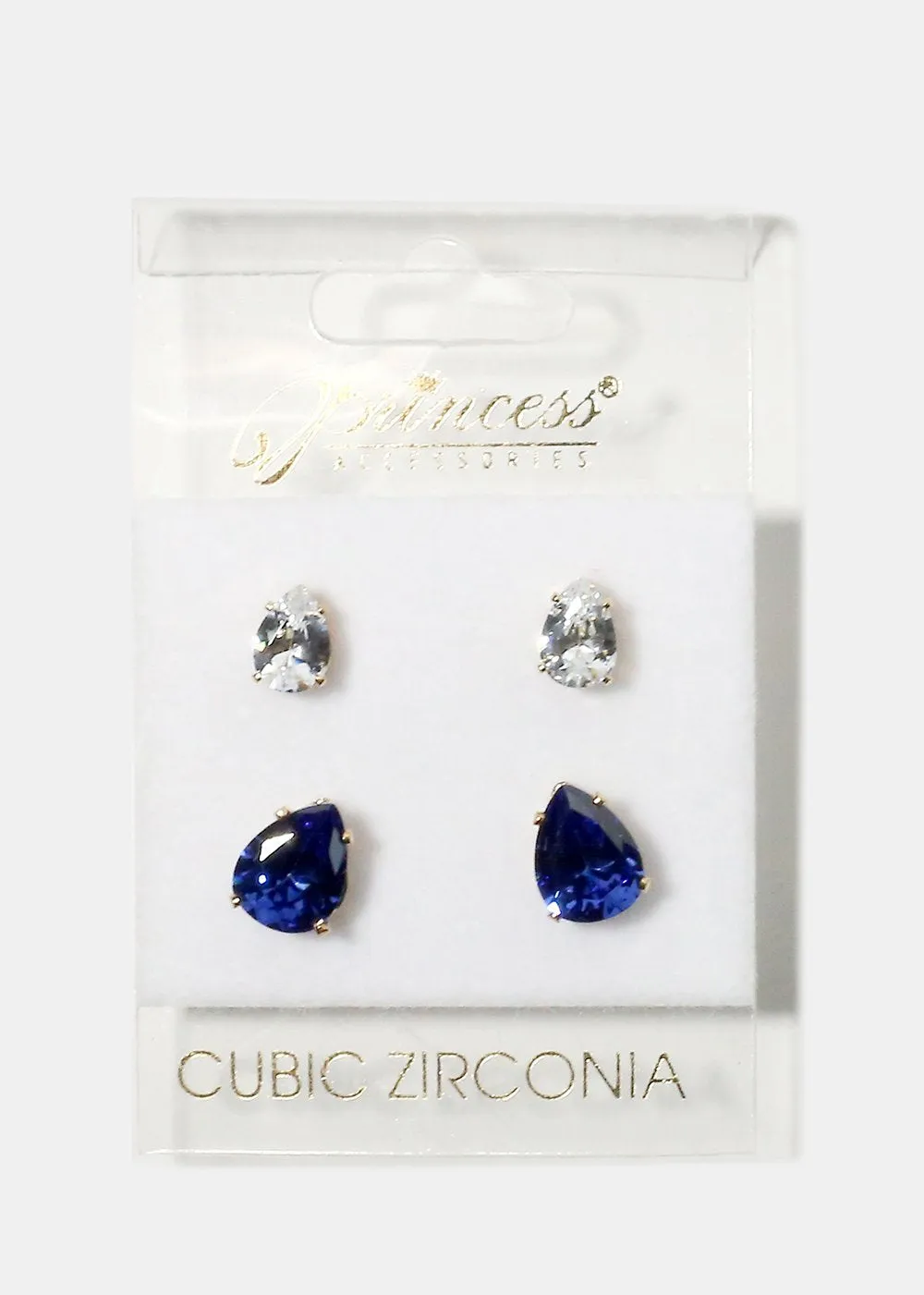 2-Pair Teardrop Gemstone Earrings