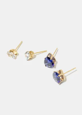 2-Pair Teardrop Gemstone Earrings