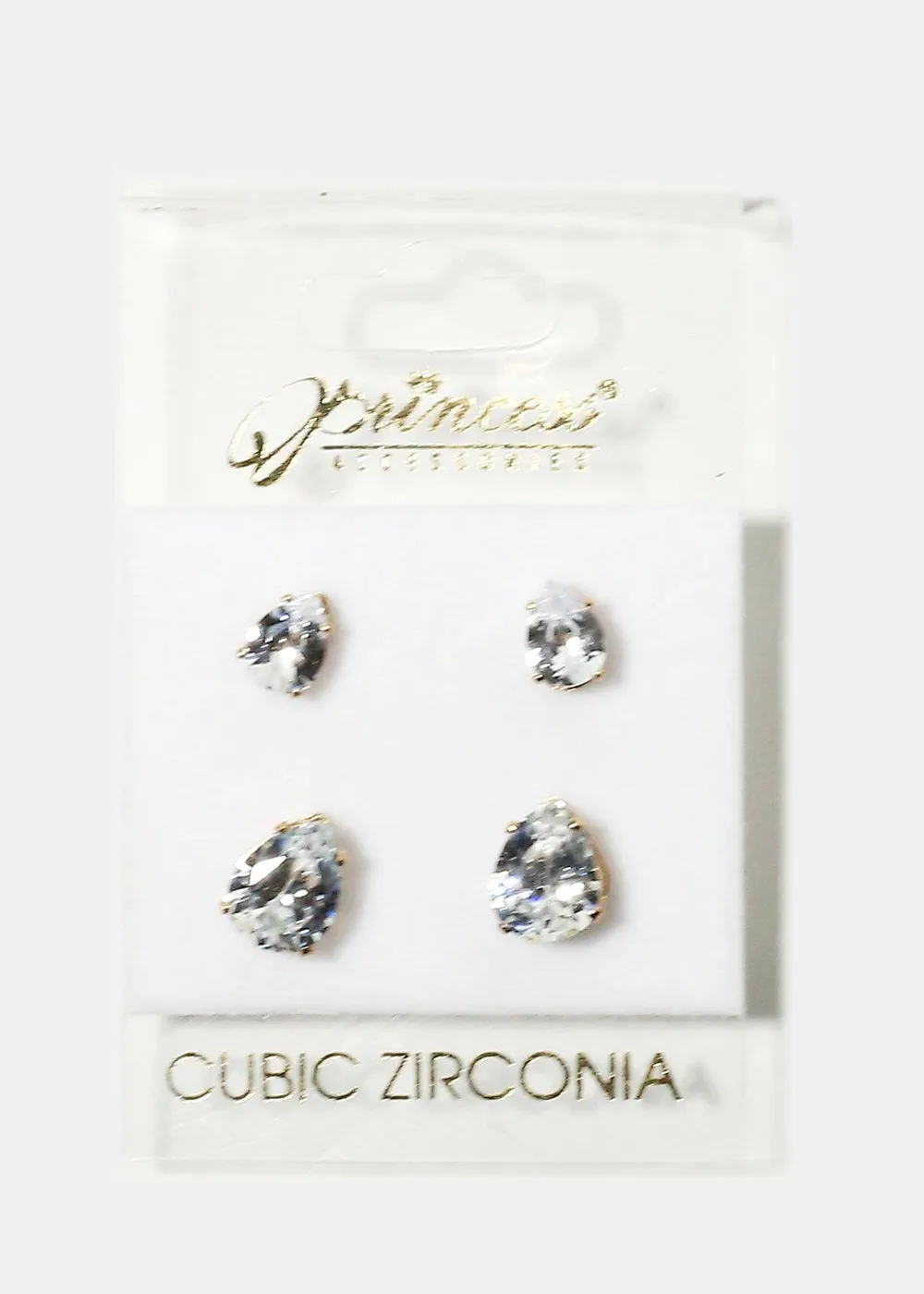 2-Pair Teardrop Gemstone Earrings