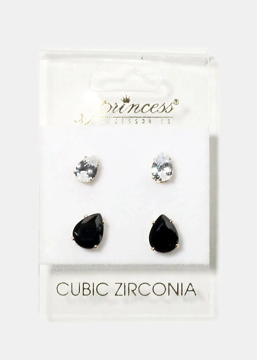 2-Pair Teardrop Gemstone Earrings