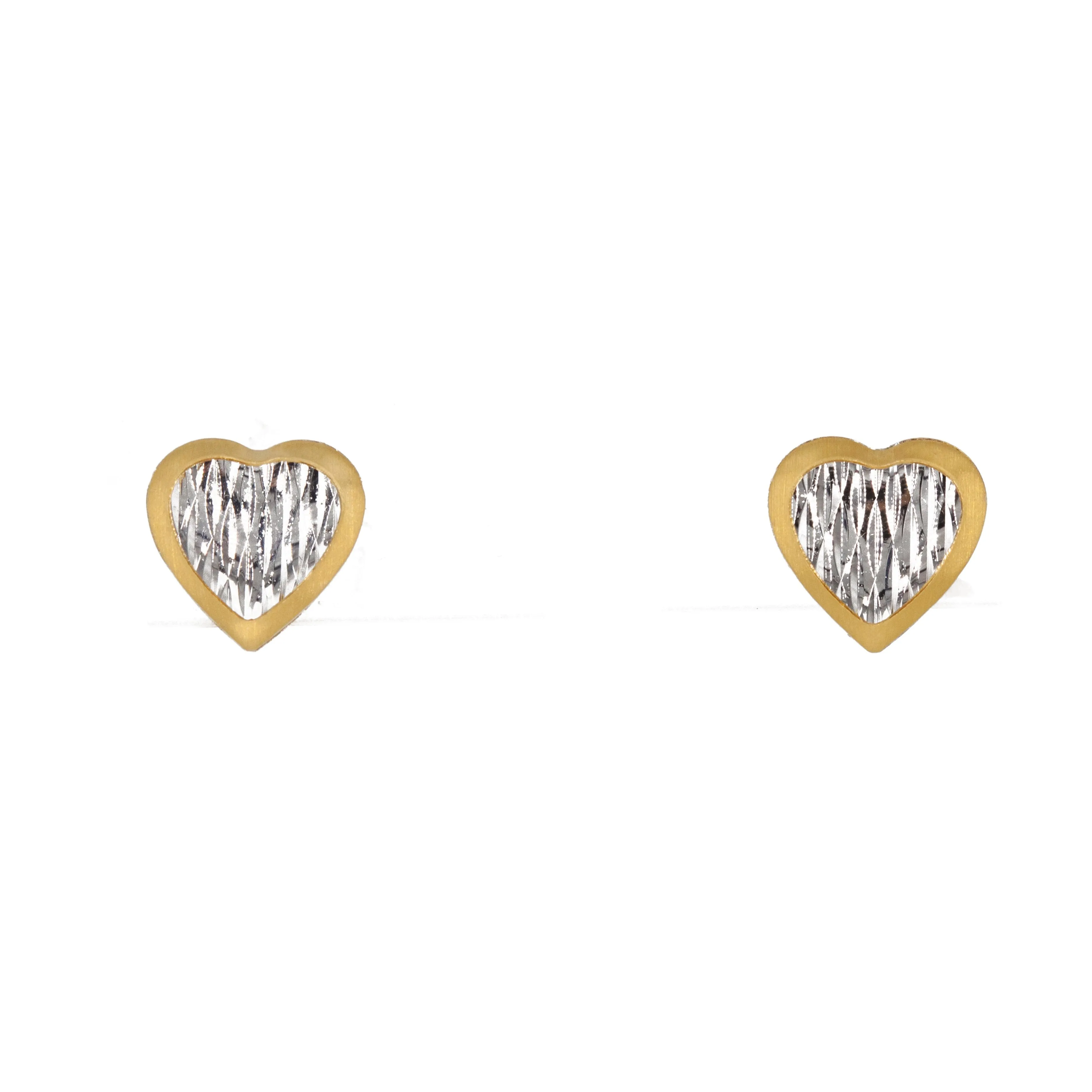 22K Two Tone Gold Heart Shaped Necklace Pendant & Earrings Set