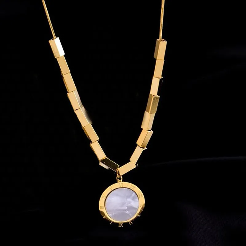 316L Stainless Steel Double-sided Epoxy Necklace Round Square Stitching Creative Fashion Pendant