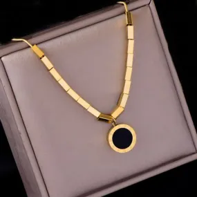 316L Stainless Steel Double-sided Epoxy Necklace Round Square Stitching Creative Fashion Pendant