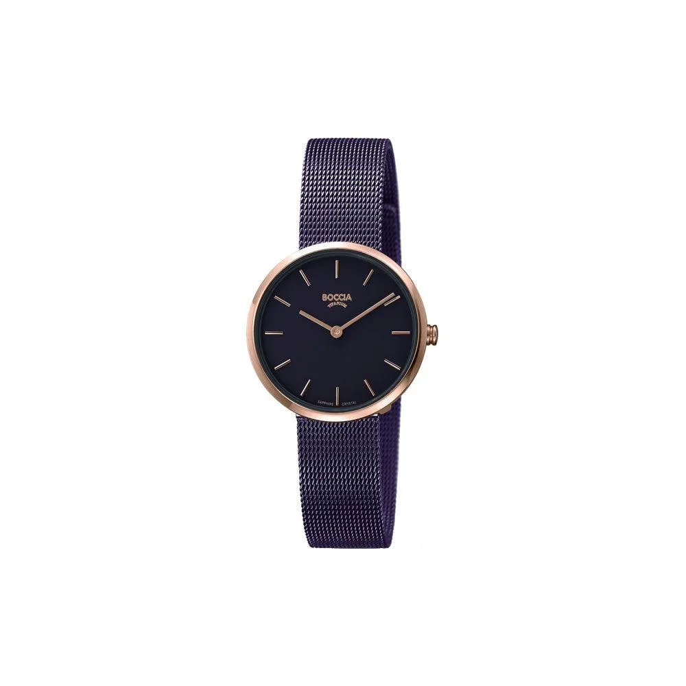 3279-06 - Ladies Rose Gold / Black Mesh Watch
