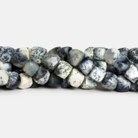 8.5mm Dendritic Opal Faceted Cubes 8 inch 23 beads