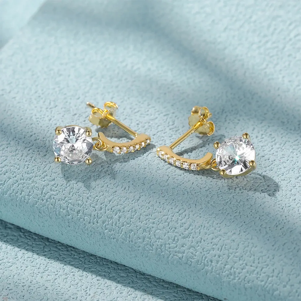 925 Silver Classic Four-Prong Crystal Zirconia Stud Earrings