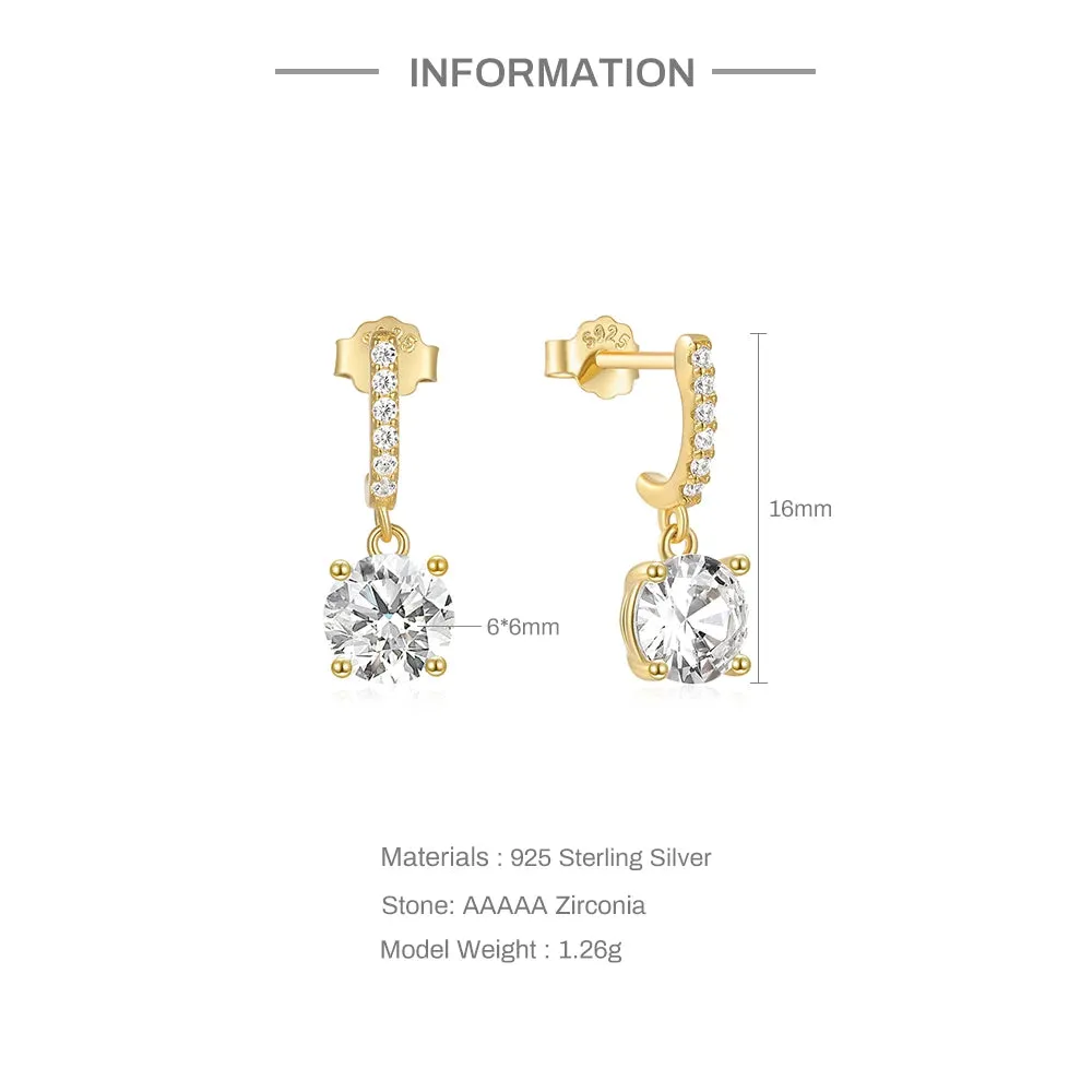 925 Silver Classic Four-Prong Crystal Zirconia Stud Earrings