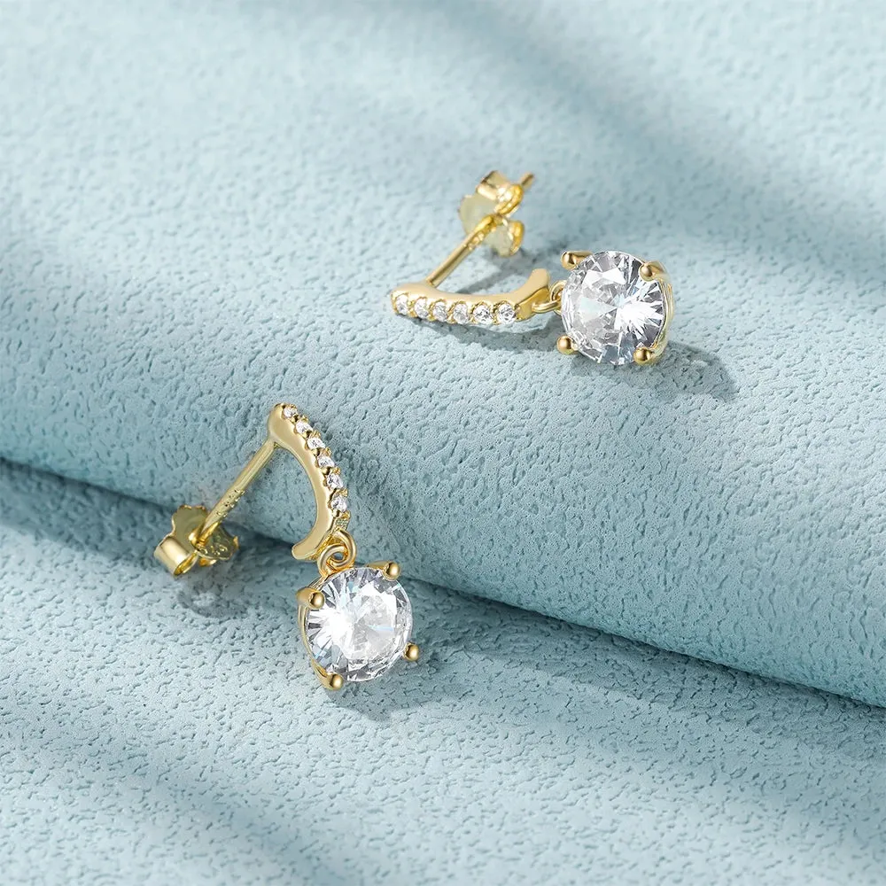 925 Silver Classic Four-Prong Crystal Zirconia Stud Earrings