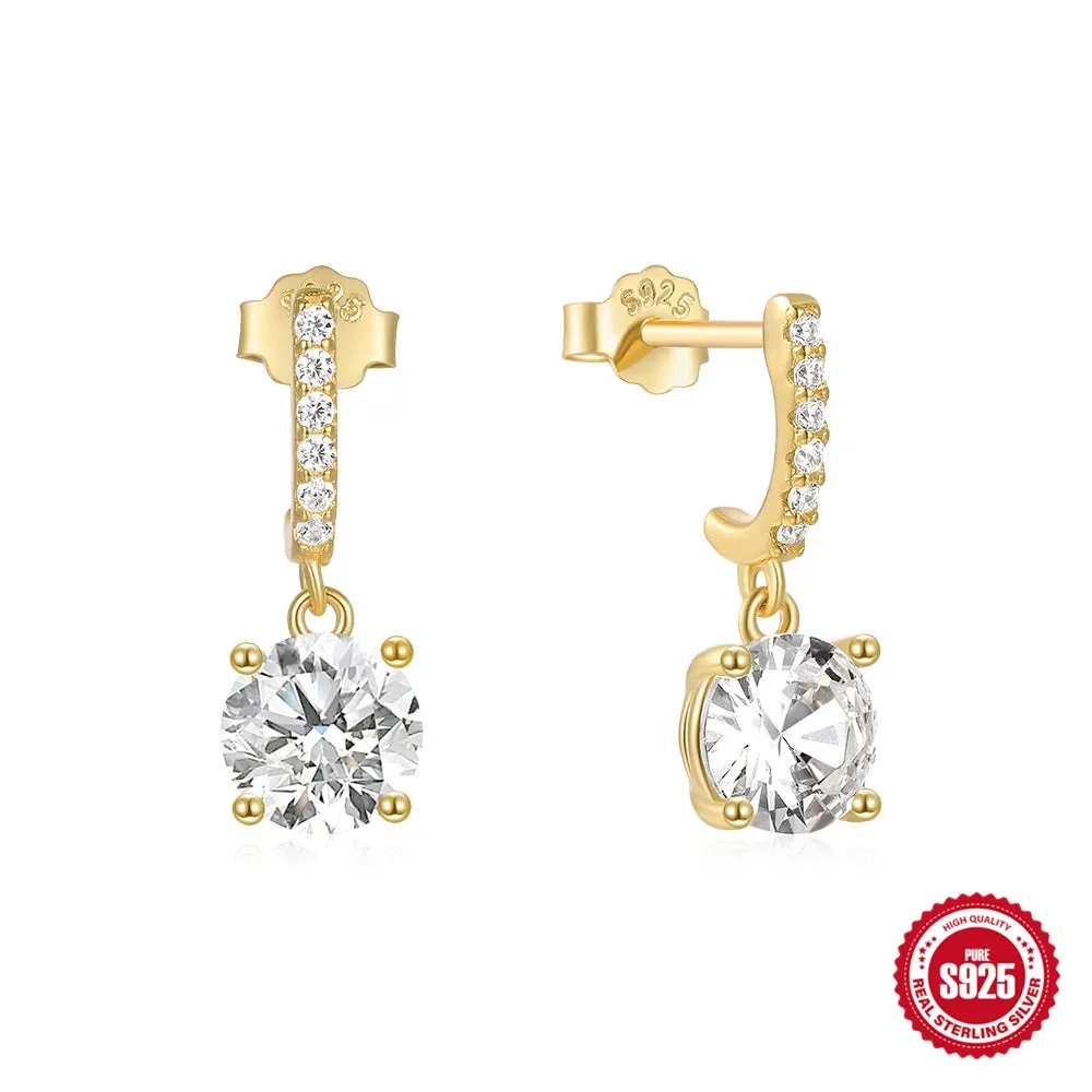 925 Silver Classic Four-Prong Crystal Zirconia Stud Earrings