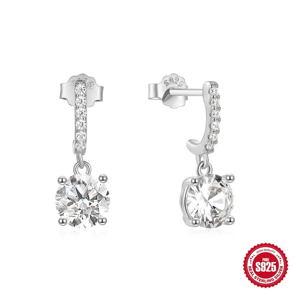 925 Silver Classic Four-Prong Crystal Zirconia Stud Earrings