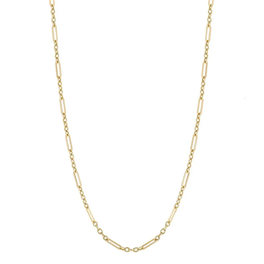 9ct Yellow Gold Elongated Link Necklace GN366