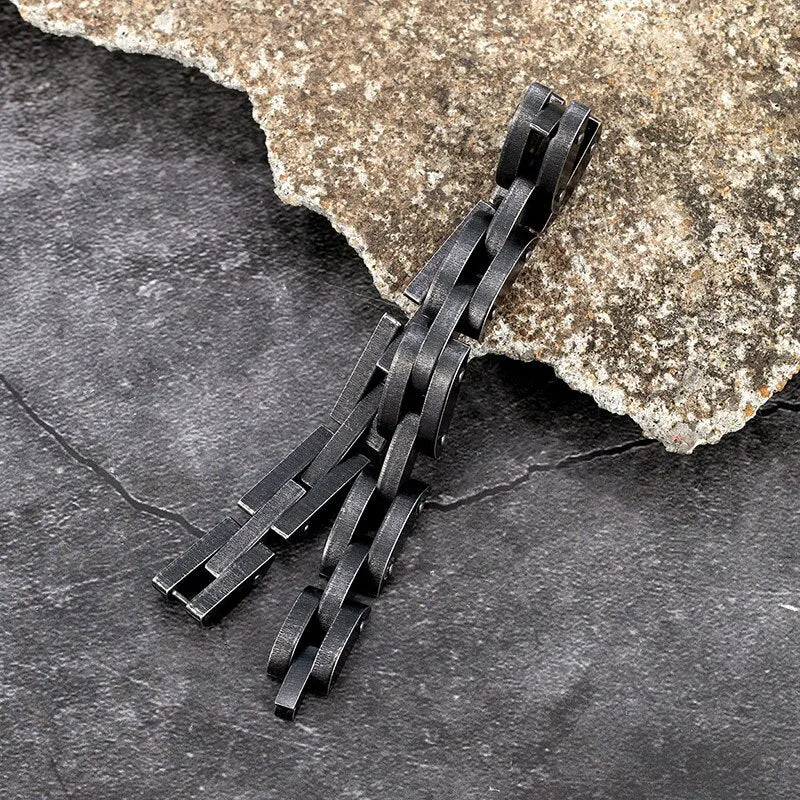 9mm Wide Men Stainless Steel Vintage Black Bicycle Chain Bracelet