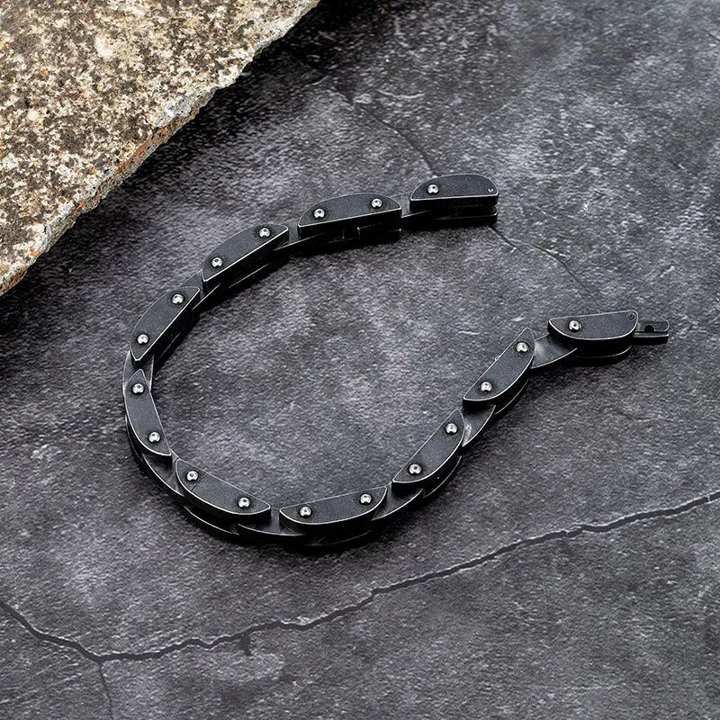 9mm Wide Men Stainless Steel Vintage Black Bicycle Chain Bracelet
