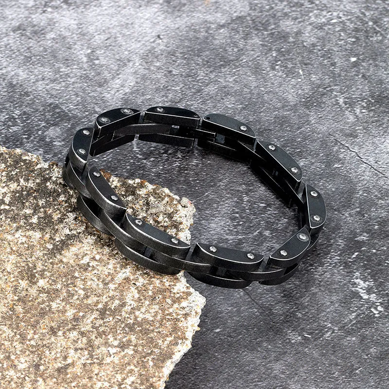 9mm Wide Men Stainless Steel Vintage Black Bicycle Chain Bracelet