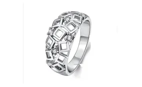 Amethyst Bohemia White Metal Platinum Plated Ring For Women (7,8)