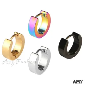 Amy Fashion - Stainless Steel Rainbow Colorful Hoop Earrings