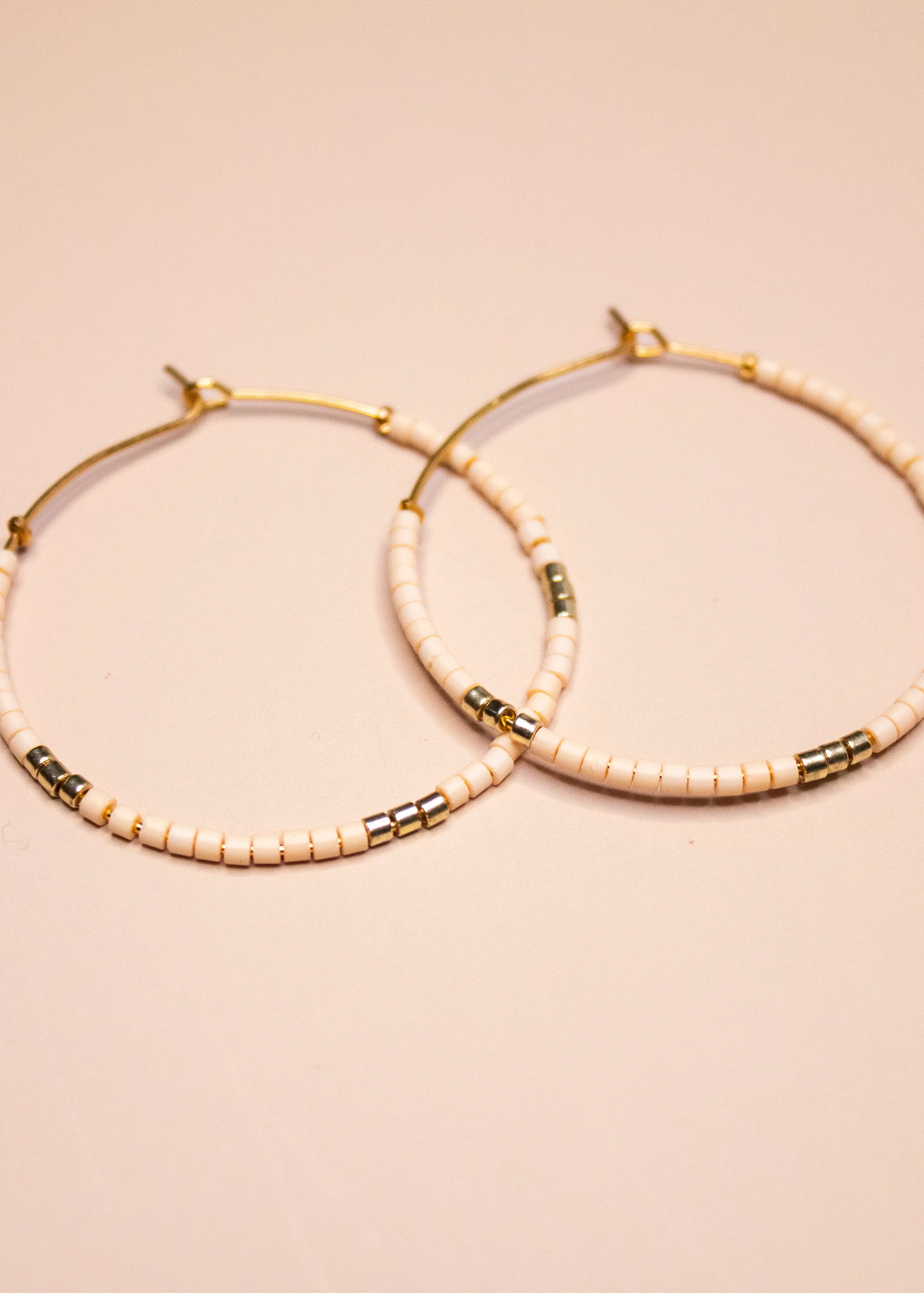 Beaded Summer Hoop in Cream