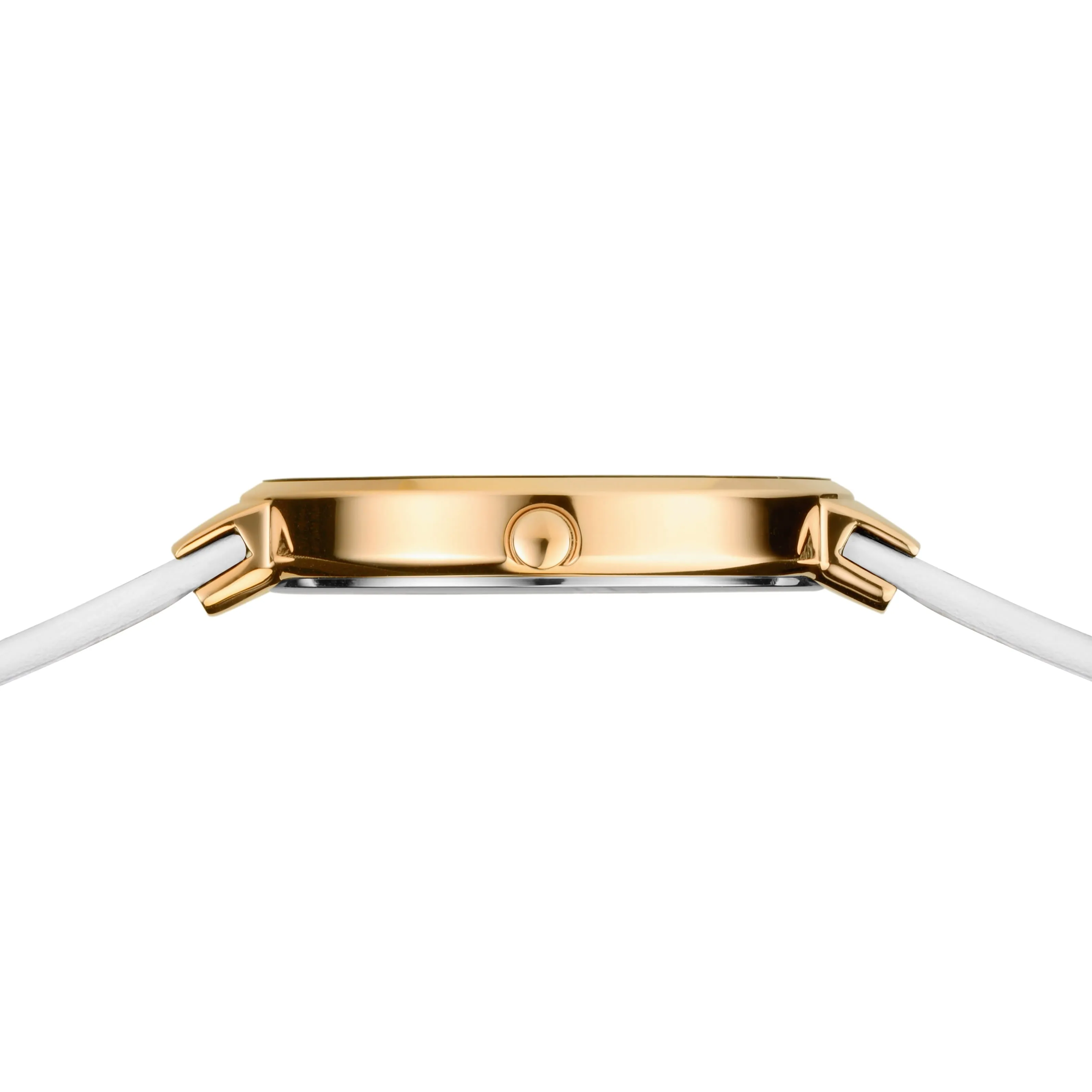 Bering Ladies Gold Plated White Dial & Leather Strap Watch