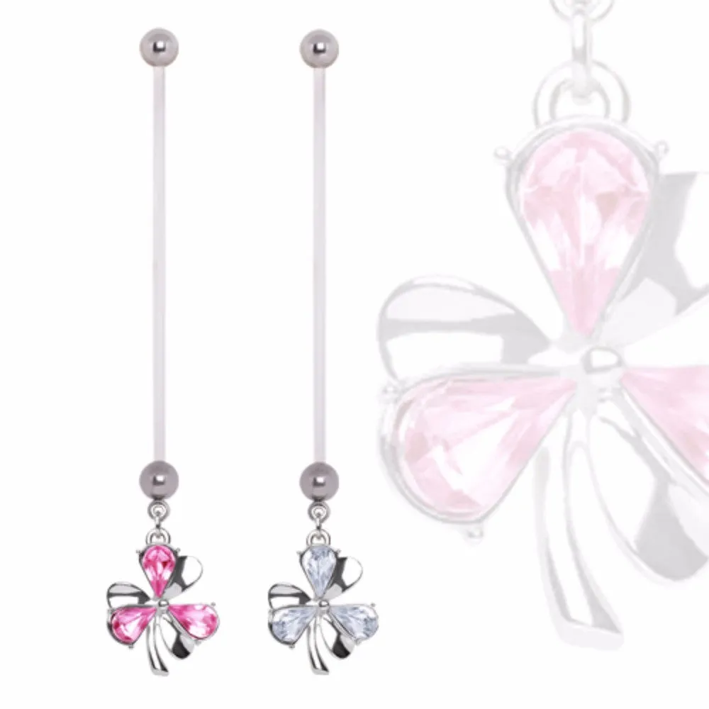 BioFlex Pregnancy Navel Ring with Clover Leaf Shaped Dangle