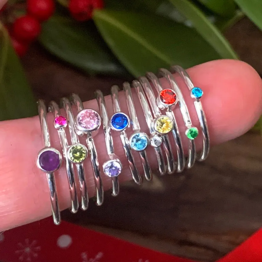 Birthstone stacking rings 4mm