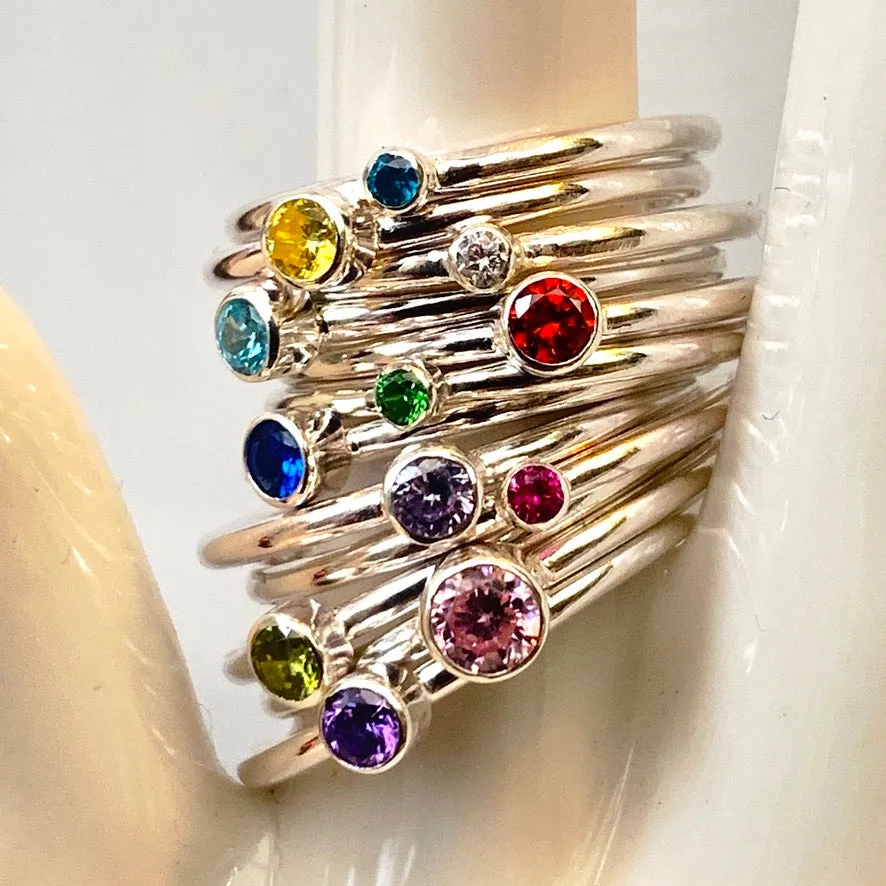 Birthstone stacking rings 4mm