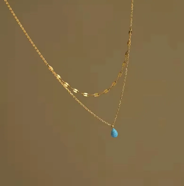 Blue Tear Drop Opal Necklace