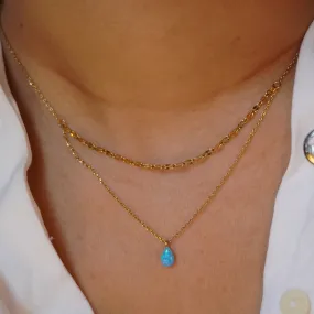 Blue Tear Drop Opal Necklace