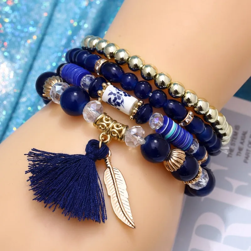 Bohemian Multi-layer Charm Bracelets - Trendy 4-5Pcs Bracelet for Women and Girls