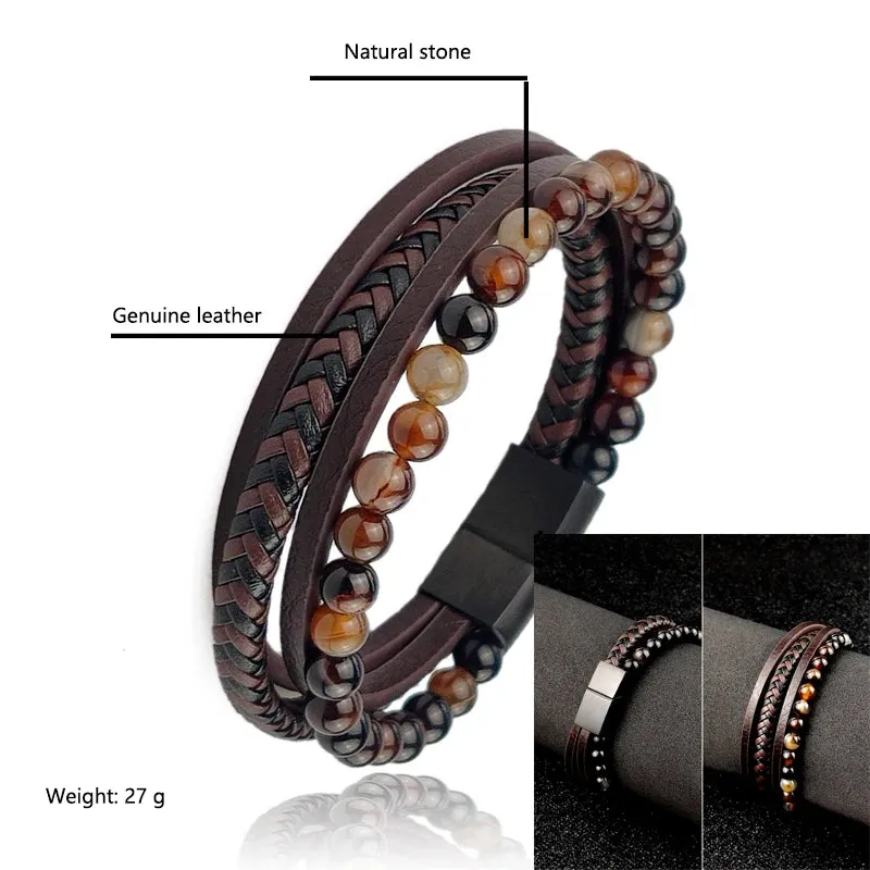 Boho Jewelry Beads Leather Charm Bracelet