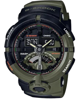 Casio G-Shock Analogue/Digital Black/Green  Pattern Watch GA500P-3A