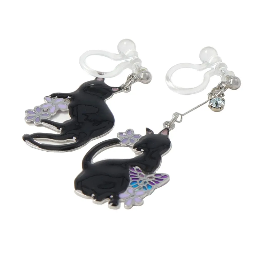 Cat and Butterfly Invisible Clip On Earrings