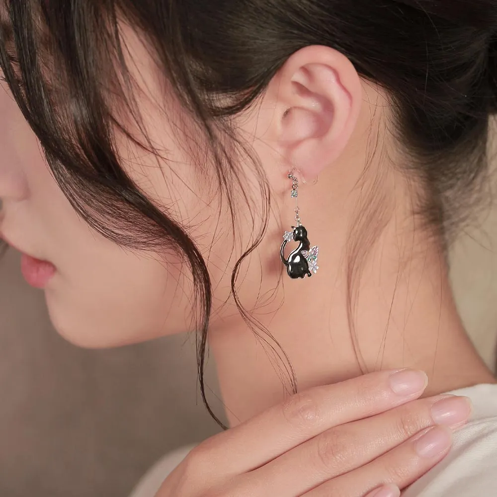 Cat and Butterfly Invisible Clip On Earrings