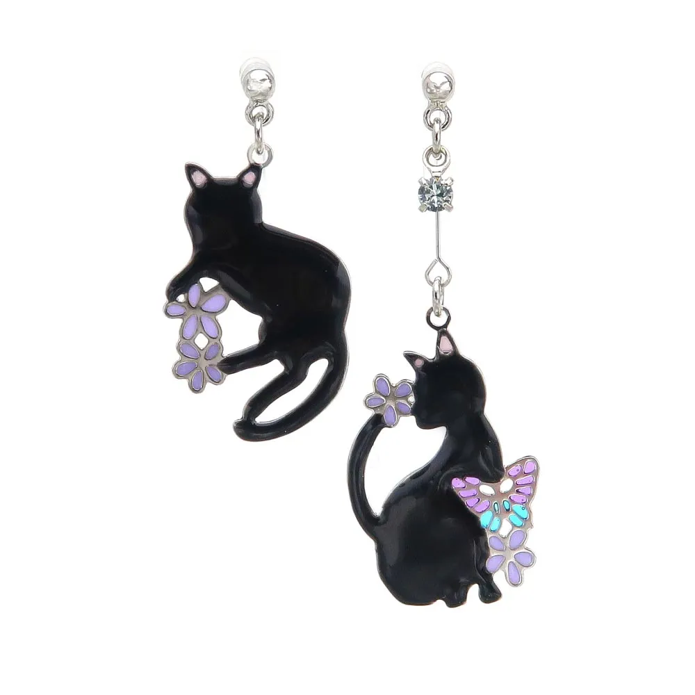 Cat and Butterfly Invisible Clip On Earrings