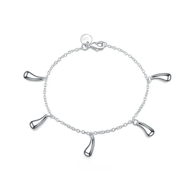 Charms beads Chain Beautiful bracelet silver color fashion for women Wedding nice bracelet jewelry JSHh236