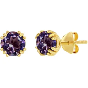 Classic Women's Earrings - Gold Plated October Birthstone Round 6mm Stud | D-8283