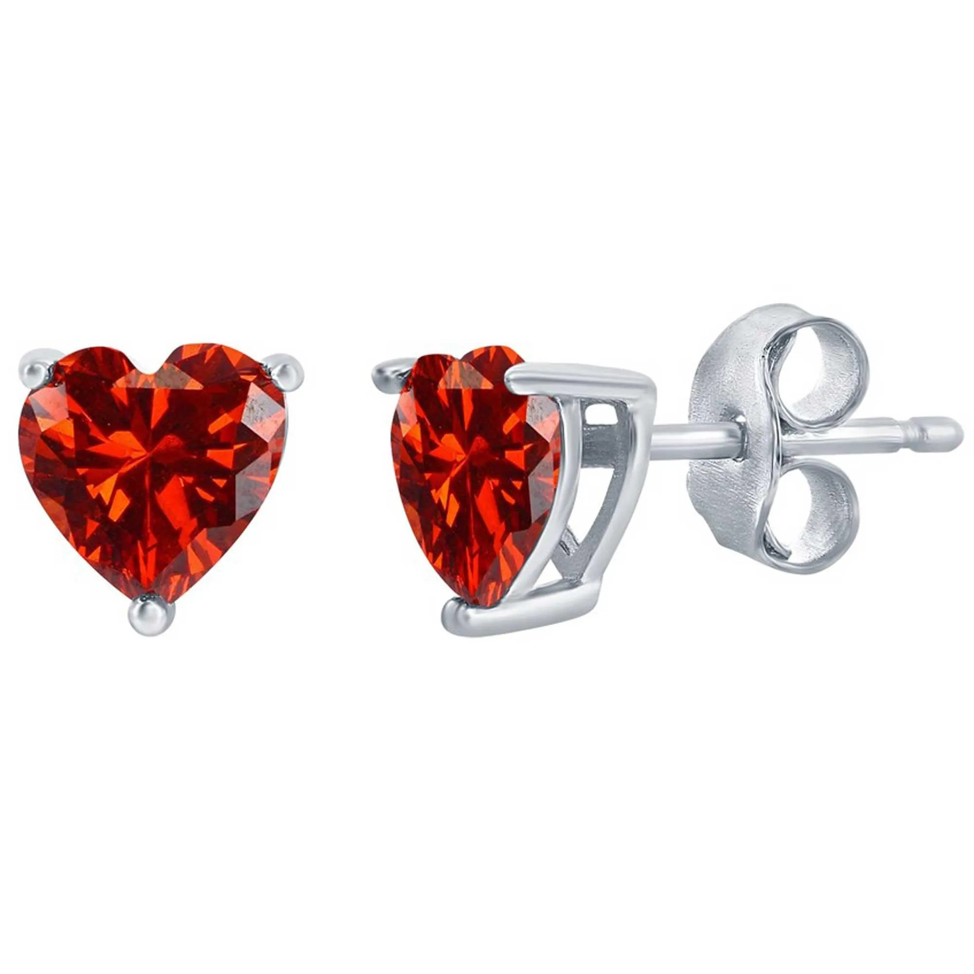 Classic Women's Earrings - Sterling 6mm Ruby "July" Heart Perciosa Crystal | D-8423