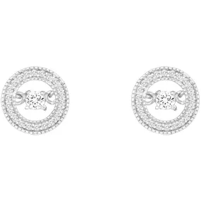 Classic Women's Earrings - Sterling Silver Micro Pave with Center CZ Circle | D-5203