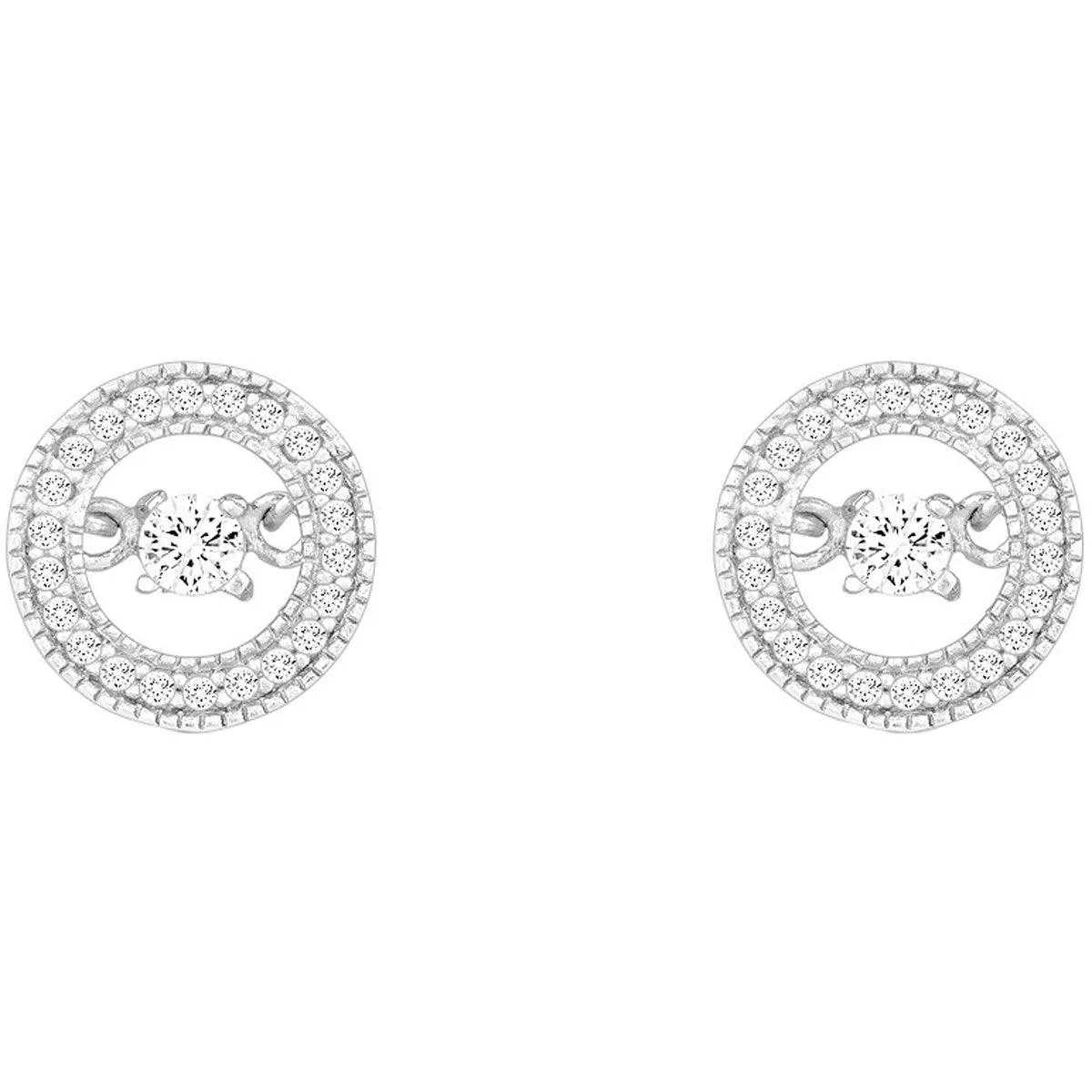 Classic Women's Earrings - Sterling Silver Micro Pave with Center CZ Circle | D-5203