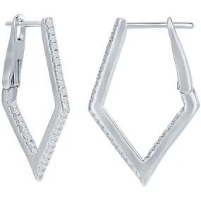 Classic Women's Earrings - Sterling Silver Ultra Thin 25mm CZ Diamond Hoop | D-7891