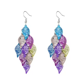 Colorful Hollow Leaf Drop Earrings
