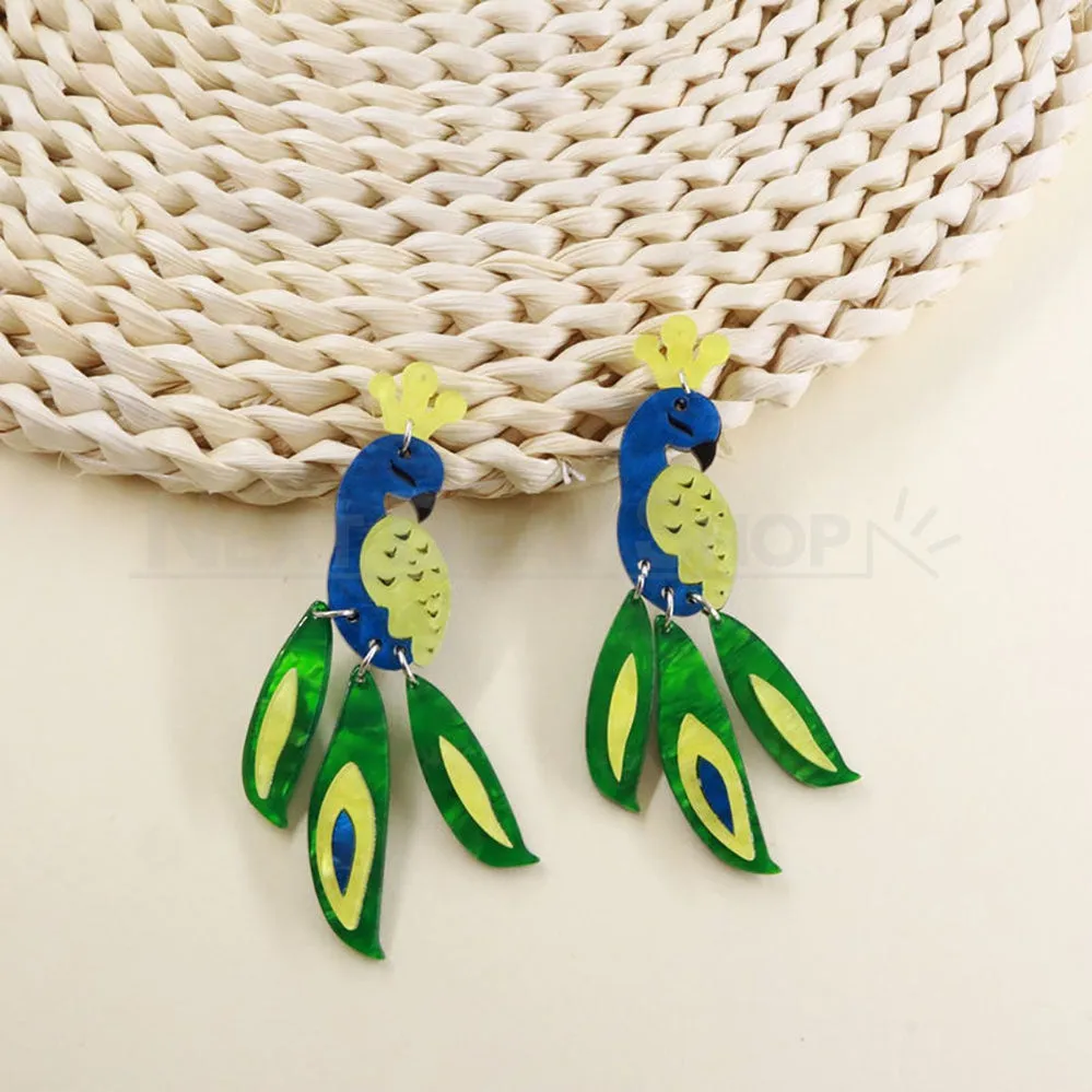 Colorful Peacock Earrings